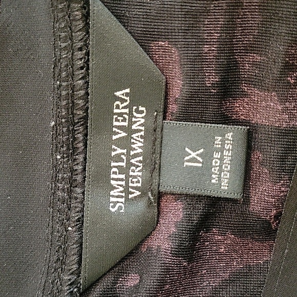 SIMPLY VERA Vera Wang 1X purple velvet black sheer fabric long sleeve shirt - Picture 4 of 6